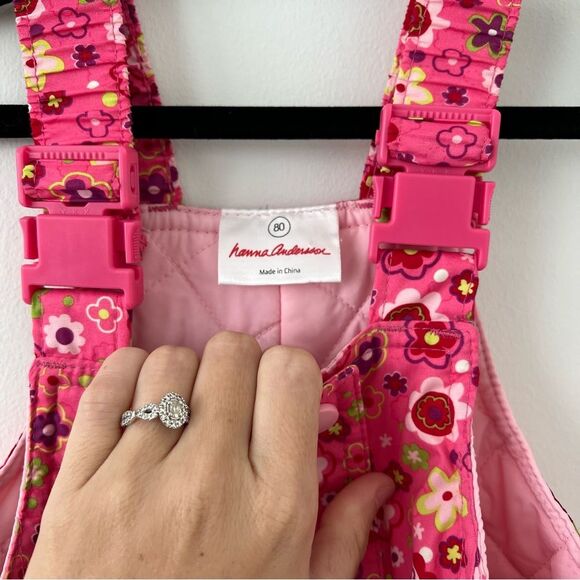 Hanna Andersson Retro Floral Snowsuit Insulated Bib Overalls size 3 - Picture 2 of 4